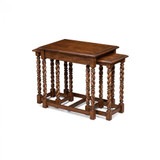 Maitland-Smith Serpentine Nesting Table, Set of 3, Distressed Wood, 26"W (89-0409 YUU906TT58) 