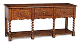 Maitland-Smith Serpentine Console Table, Distressed Wood, Brass Hardware, 72"W (89-1101 YUU906TT5A) 