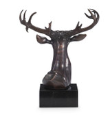 Maitland-Smith Stag Sculpture, Brass, Black Base, 16"W (8295-10 YUU906TT5U) 