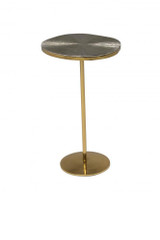 Maitland-Smith Textured Accent Table, Brass, Polished Aluminum Top, 13"W (8166-30 YUU906TT6K) 