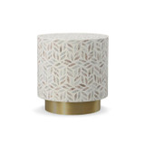 Maitland-Smith Toranto Side Table, White, Polished Satin Brass Base, 21"H (8374-32 YUU906TT6Q) 