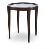 Maitland-Smith Winthrop Side Table, Dark Walnut, Desert Tan Top, 25"H (8341-36 YUU906TT80) 