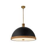 Alora Lighting Doral Pendant, 3-Light, Matte Black, Vintage Brass, 24.25"D 
