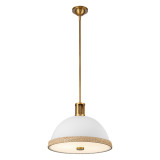 Alora Lighting Doral Pendant, 2-Light, Matte White, Vintage Brass, 16.38"D 