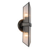 Alora Lighting Cairo Wall/Vanity Light, 2-Light, Urban Bronze, Ribbed Glass, 15.13"H 