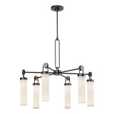 Alora Lighting Wynwood Chandelier, 6-Light, Urban Bronze, Glossy Opal, 32.13"D 
