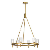 Alora Lighting Lucian Candelabra Chandelier, 6-Light, Vintage Brass, Clear Crystal, 38.38"H 