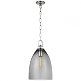 Visual Comfort & Co. Signature Collection Andros Large Pendant - Polished Nickel and Smoked Glass 