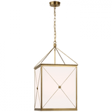 Visual Comfort & Co. Signature Collection Rossi Medium Lantern - Antique-Burnished Brass and White Glass 