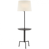 Visual Comfort & Co. Signature Collection Tavlian Large Tray Table Floor Lamp - Aged Iron and Gray Marble 