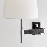 Visual Comfort & Co. Signature Collection Elle Swing Arm Sconce - Polished Nickel and Black Rattan
