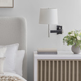Visual Comfort & Co. Signature Collection Elle Swing Arm Sconce - Polished Nickel and Black Rattan