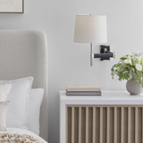 Visual Comfort & Co. Signature Collection Elle Swing Arm Sconce - Polished Nickel and Black Rattan