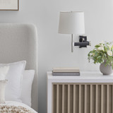 Visual Comfort & Co. Signature Collection Elle Swing Arm Sconce - Polished Nickel and Black Rattan