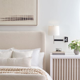 Visual Comfort & Co. Signature Collection Elle Swing Arm Sconce - Polished Nickel and Black Rattan