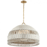 Visual Comfort & Co. Signature Collection Whit Extra Large Dome Hanging Shade - Soft Brass and White Wicker 