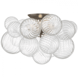 Visual Comfort & Co. Signature Collection Talia Large Flush Mount - Burnished Silver Leaf and Clear Swirled Glass 