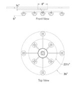 Visual Comfort & Co. Signature Collection Pedra Staggered Arm Flush Mount - Bronze 36" 