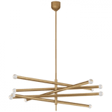 Visual Comfort & Co. Signature Collection Rousseau LED Grande Articulating Chandelier - Antique-Burnished Brass and Clear Glass 