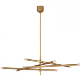 Visual Comfort & Co. Signature Collection Rousseau Grande Articulating Chandelier - Antique-Burnished Brass and Etched Crystal Orb 