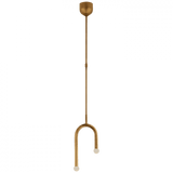 Visual Comfort & Co. Signature Collection Rousseau Small Asymmetric Pendant - Antique-Burnished Brass and Etched Crystal Orb 