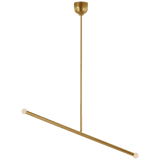 Visual Comfort & Co. Signature Collection Rousseau Large Articulating Linear Chandelier - Antique-Burnished Brass and Etched Crystal Orb 