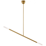 Visual Comfort & Co. Signature Collection Rousseau Large Articulating Linear Chandelier - Antique-Burnished Brass and Seeded Glass 