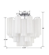 Crystorama Addis Semi Flush Mount - Polished Chrome, Tronchi Glass White 13.75"H 