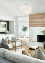 Crystorama Addis Semi Flush Mount - Polished Chrome, Tronchi Glass White 13.75"H 