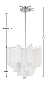 Crystorama Addis Chandelier - Polished Chrome, Tronchi Glass White 13.75"H 