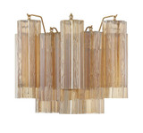 Crystorama Addis Wall Sconce - Aged Brass, Tronchi Glass Amber 11.75"H 