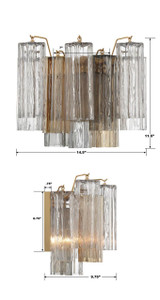 Crystorama Addis Wall Sconce - Aged Brass, Tronchi Glass Autumn 11.75"H 