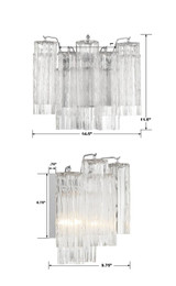 Crystorama Addis Wall Sconce - Polished Chrome, Tronchi Glass Clear 11.75"H 