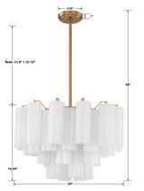 Crystorama Addis 9 Light Chandelier - Aged Brass, Tronchi Glass White 14.25"H 