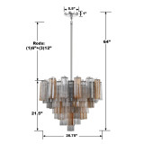 Crystorama Addis 12 Light Chandelier - Polished Chrome, Tronchi Glass Autumn 21.5"H 