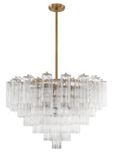 Crystorama Addis 16 Light Chandelier - Aged Brass, Tronchi Glass Clear 21.5"H 