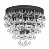 Crystorama Calypso Flush Mount - Matte Black, Clear Glass Drops 9.5"H 