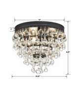 Crystorama Calypso Flush Mount - Matte Black, Clear Glass Drops 9.5"H 
