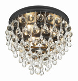 Crystorama Calypso Flush Mount - Matte Black, Clear Glass Drops 9.5"H 
