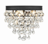 Crystorama Calypso Flush Mount - Matte Black, Clear Glass Drops 9.5"H 