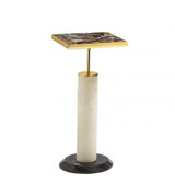 Maitland-Smith Aquarius Side Table, Brass, White, Black Granite Base, 24.25"H (8399-30 YUU906TMA6) 