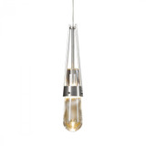 Hubbardton Forge Link Mini-Pendant, 1-Light, Standard Height, Soft Gold, Clear w/White Threading Glass, 2.9"W, OPEN BOX (161042-SKT-STND-84-YJ0434) 
