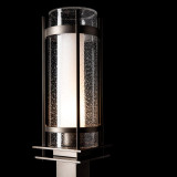 Hubbardton Forge Banded Outdoor Post Light, 1-Light, Coastal Bronze, Opal and Seeded Glass, 22.25"H (OPEN BOX 345897-SKT-75-ZS0684) 