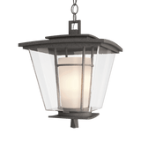 Hubbardton Forge Beacon Hall Outdoor Pendant, 1-Light, Natural Iron, Opal & Clear Glass, 12.1"W (OPEN BOX 364820-SKT-20-ZU0287) 