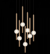 Matteo Lighting Windchimer Chandelier, 7-Light, LED, Aged Gold Brass, Crystal Shade, 38.38"H (C68907AG 3060PMJ) 
