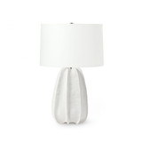 Palecek Keiko Table Lamp, 1-Light, White, Cream Linen Tapered Shade, 31"H (2140-96 3706TM5J) 