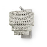 Palecek Veranda Wall Sconce, 1-Light, Pewter, Whitewash Rattan & Lampakanai Rope Shade, 10"W (2752-14 3706TP20) 