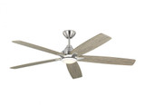 Generation Lighting Lowden 60" Dimmable Indoor/Outdoor Integrated LED Brushed Steel with Silver/Light Gray Weathered Oak Ceiling Fan with Light Kit 