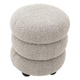 Eichholtz Tulum Stool, Boucle Gray Fabric, Black Feet, 19.49"H (A116791 YV0J041VQM) 