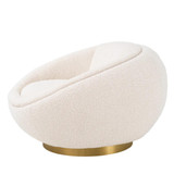 Eichholtz Bollinger Swivel Chair, Boucle Cream Fabric, Brushed Brass, 39.37"W (A114819 YV0J041VQR) 